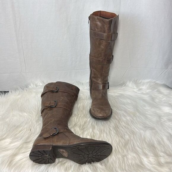 Born Umbra Women's Brown Leather Three Strap Riding Boots Sz 8 - Picture 2 of 7